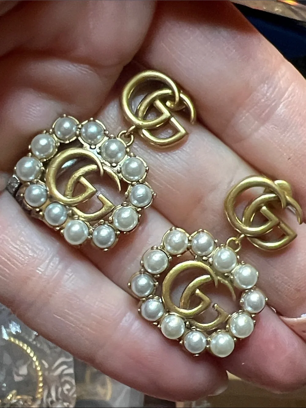 Gold-Tone Pearl Drop G Logo Earrings